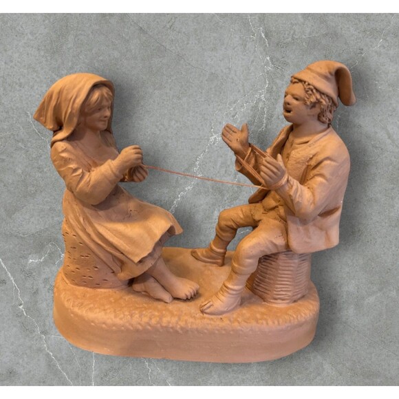 Unique Grasso Signed Terracotta Couple from Italy 5